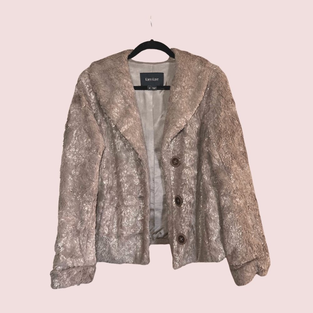 Karen Kane Fuzzy Metallic Jacket